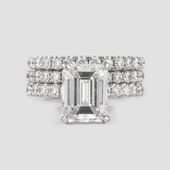 Alexander GIA 3.16ct F VS1 Emerald Cut Diamond Ring & Two Eternity Bands 18k