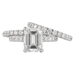 Alexander GIA 3,16ct F VS1 Smaragdschliff Diamantring &amp; zwei Ewigkeitsringe 18k