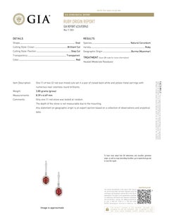 Alexander Beverly Hills GIA 4.20ct Oval Burmese Ruby with Diamond Earrings 18k