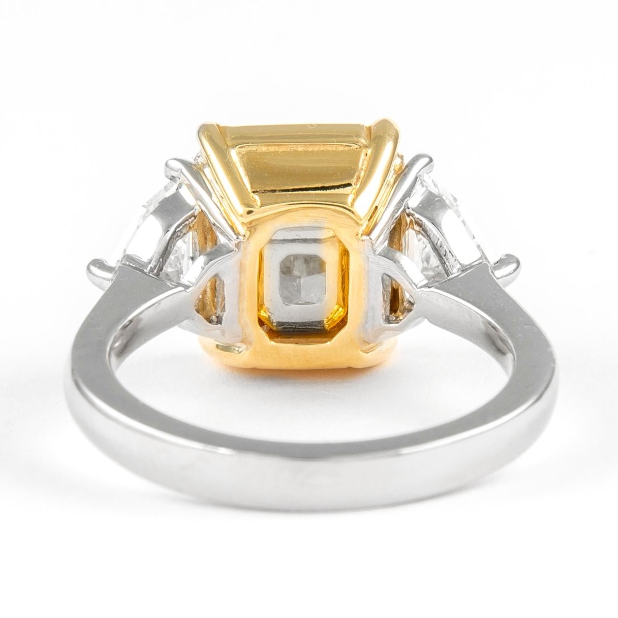 Women's Alexander GIA 5.01ct Fancy Intense Yellow VS2 Diamond Three-Stone Ring Two Tone