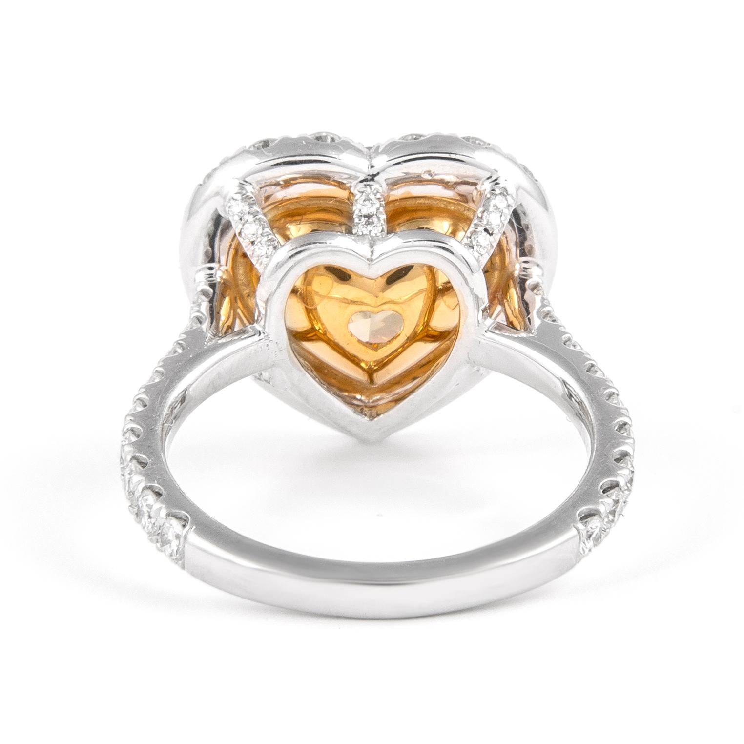 Alexander GIA 5.01 Carat Heart Champagne Yellow Diamond 18k Ring In New Condition For Sale In BEVERLY HILLS, CA