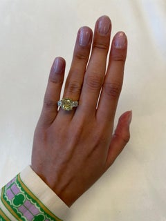 Alexander GIA 5,03ct Ausgefallener gelber Diamant-Dreistein-Ring 18k zweifarbig