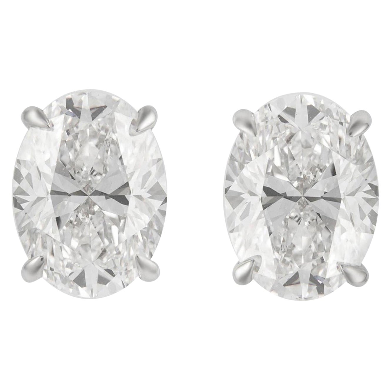 Alexander GIA 5.41 Carat Oval D Color Diamond Stud Earrings 18 Karat White Gold