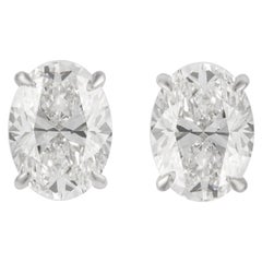 Alexander GIA 5,41 Karat Oval D Farbe Diamant Ohrstecker 18 Karat Weißgold