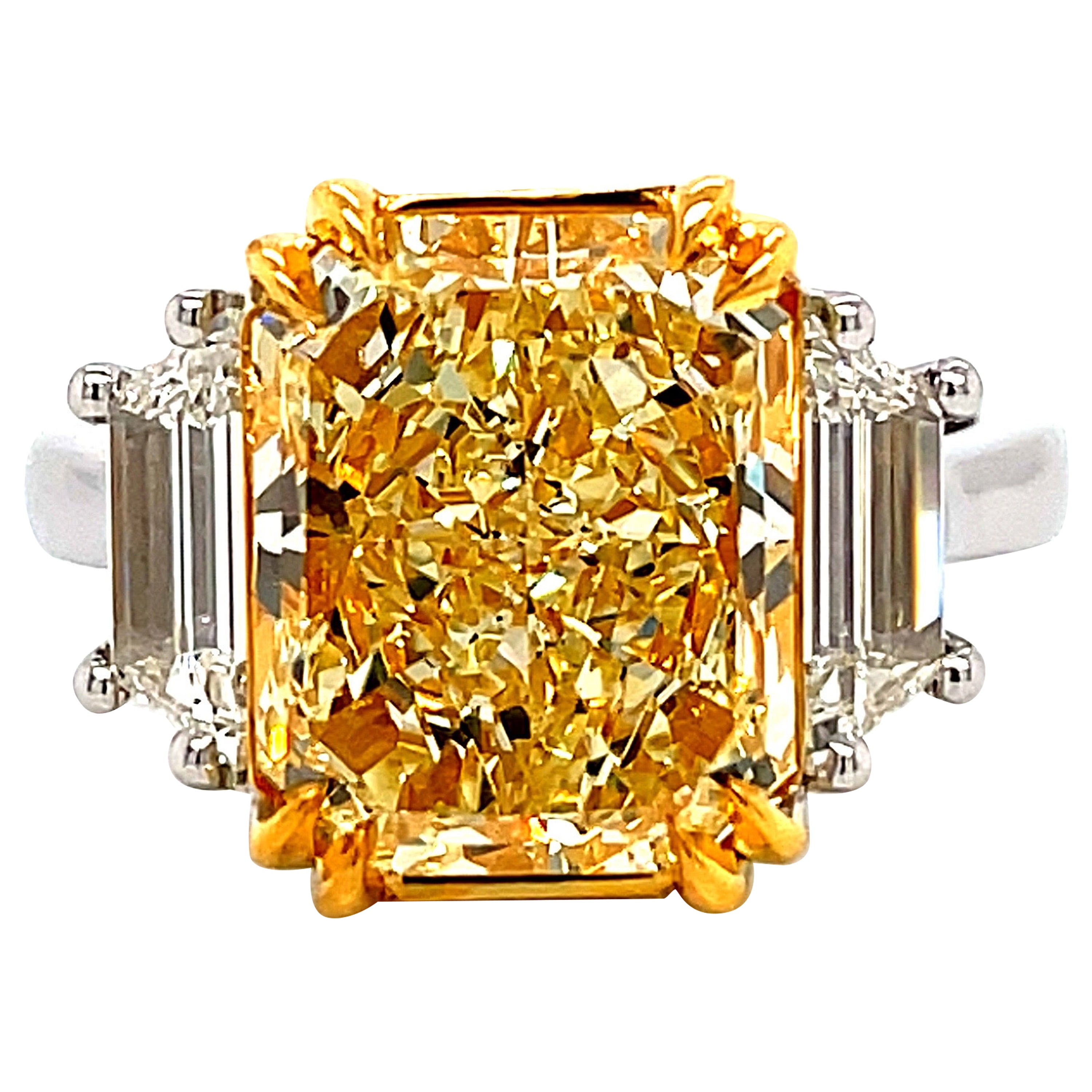Alexander GIA 5::53ct Fancy Yellow Internally Flawless Diamond Three-Stone Ring
