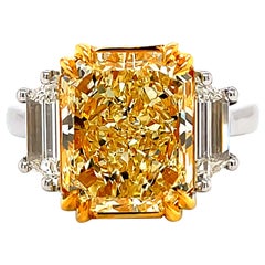 Alexander GIA 5::53ct Fancy Yellow Internally Flawless Diamond Three-Stone Ring