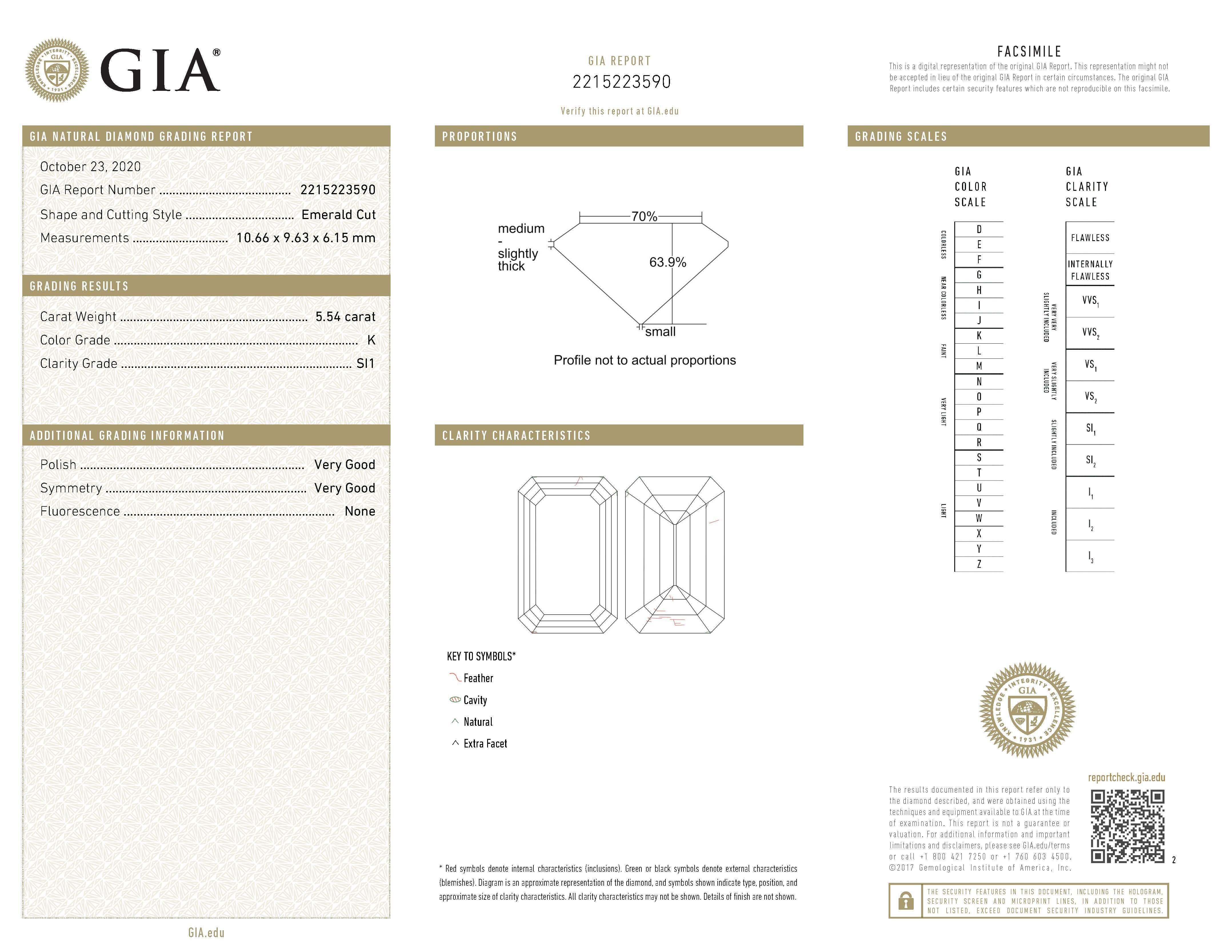 Modern Alexander GIA 5.54ct Square Emerald Cut Diamond Necklace with Diamonds 18k Gold For Sale