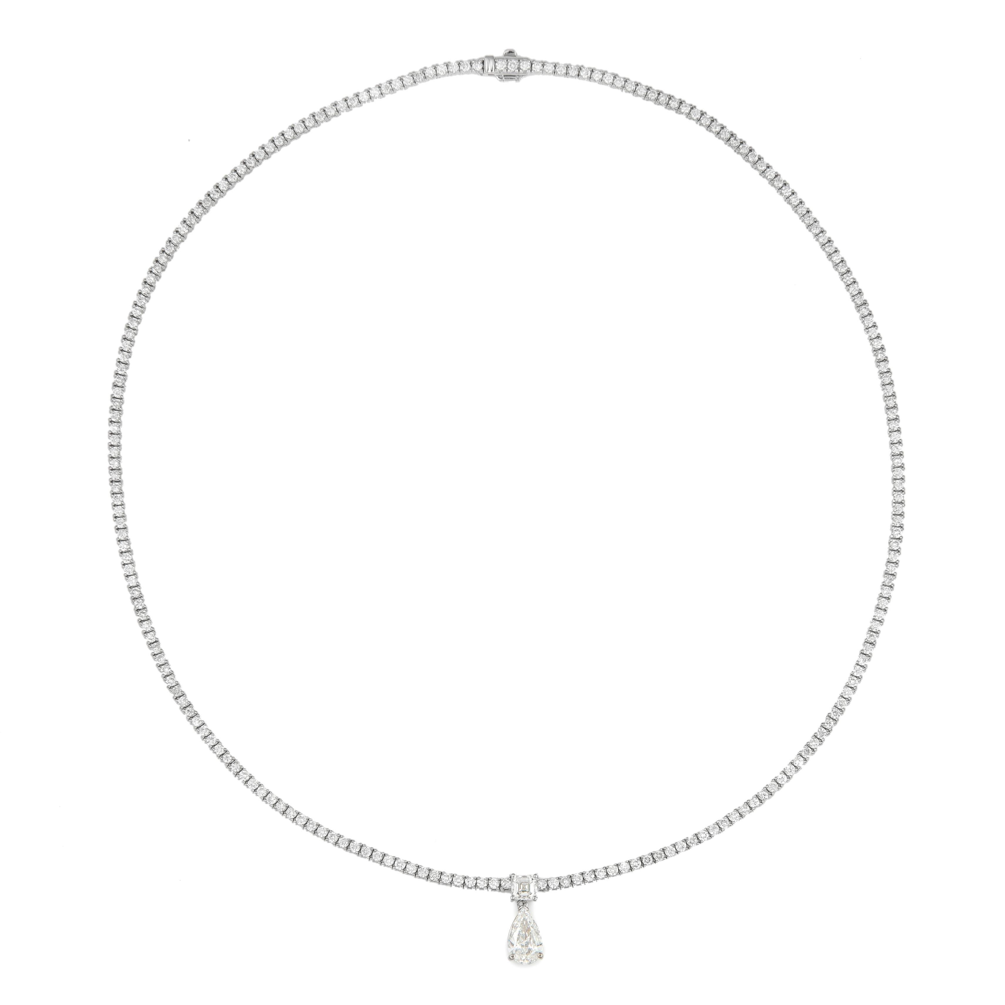 Alexander GIA 6.33 Carat Diamond Tennis Necklace 18 Karat White Gold In New Condition For Sale In BEVERLY HILLS, CA