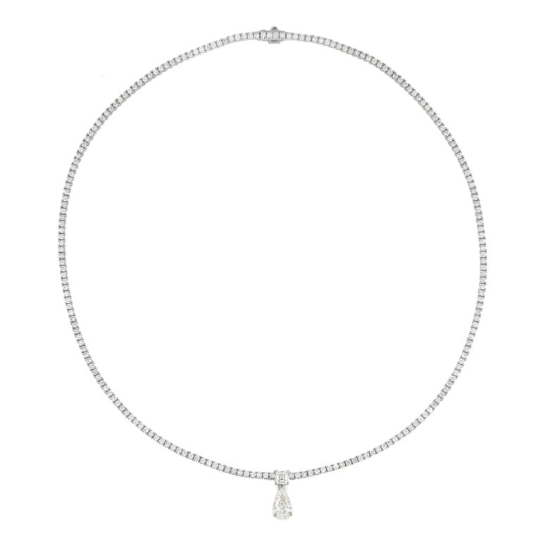 Alexander GIA 6.33 Carat Diamond Tennis Necklace 18 Karat White Gold In New Condition For Sale In BEVERLY HILLS, CA
