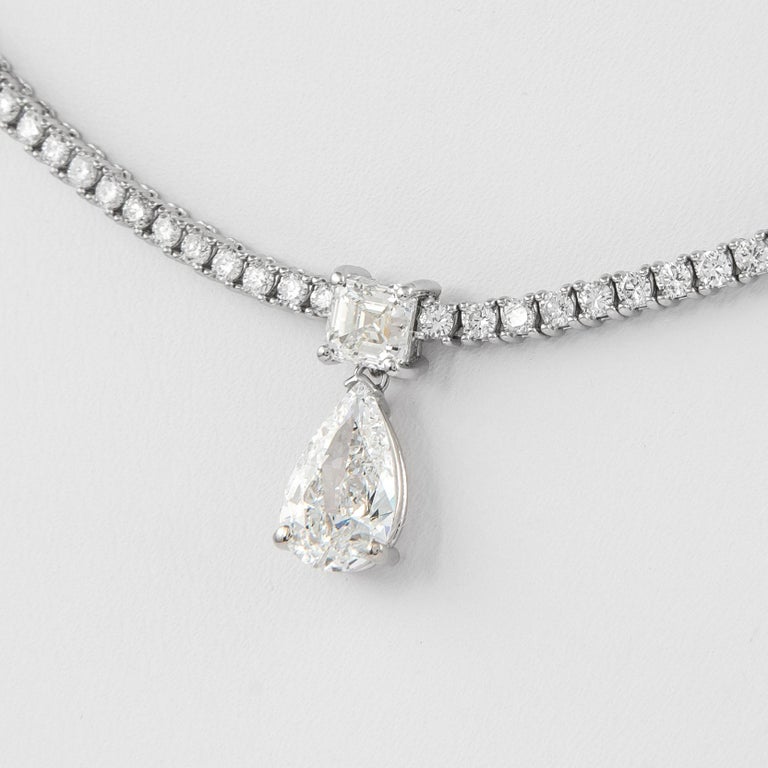 Women's Alexander GIA 6.33 Carat Diamond Tennis Necklace 18 Karat White Gold For Sale