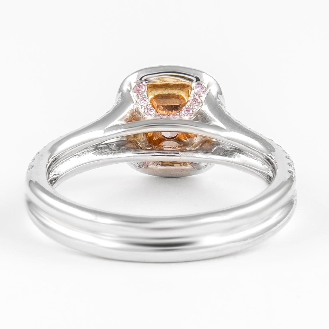 Women's Alexander GIA Certified 0.92ctt Fancy Brown Pink Diamond Ring 18k Gold For Sale