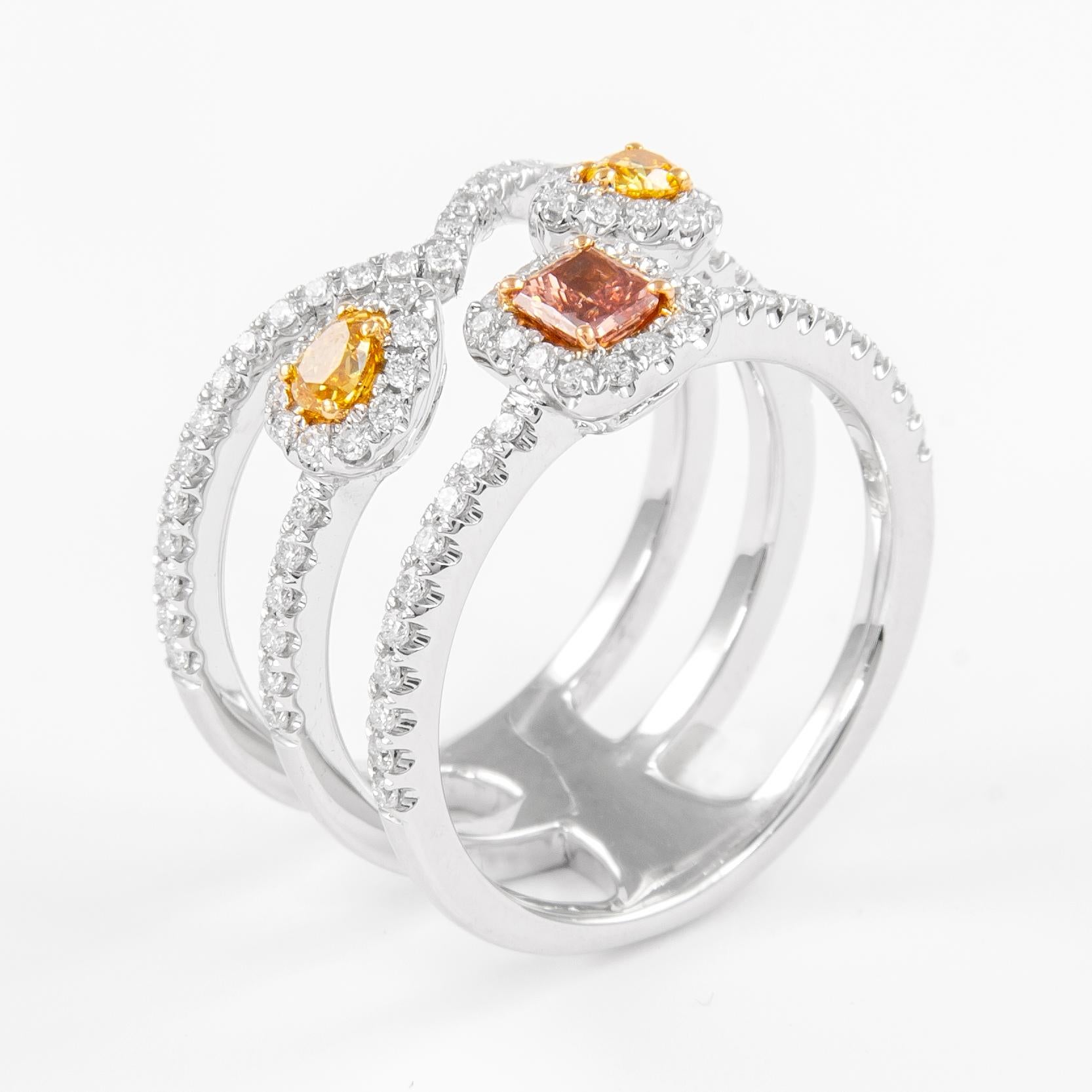 Alexander GIA Certified 0.93ctt Fancy Deep Orangey Pink Diamond Ring 18k In New Condition For Sale In BEVERLY HILLS, CA