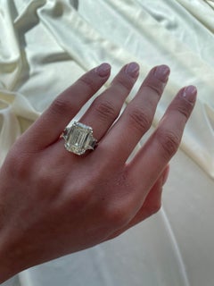 Alexander GIA Certified 10.06ct M VVS2 Emerald Cut Diamond Three-Stone Ring 18k