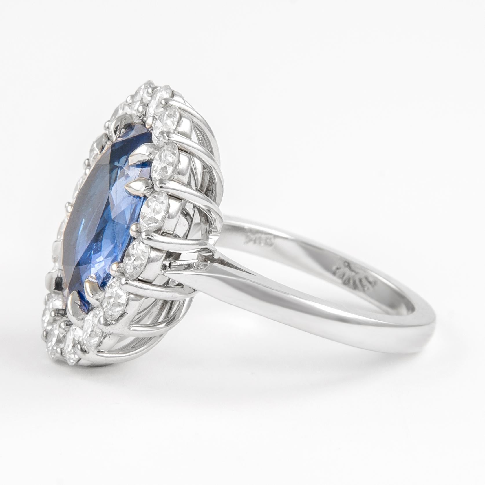 Alexander GIA Certified 10.17ct No Heat Ceylon Sapphire with Diamonds Ring 18k In New Condition For Sale In BEVERLY HILLS, CA