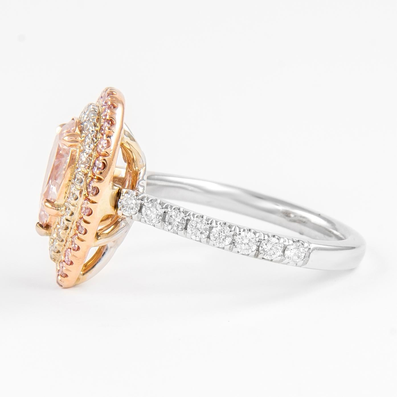 Pear Cut Alexander GIA Certified 1.10ct Pink Diamond Ring 18k Two Tone Gold