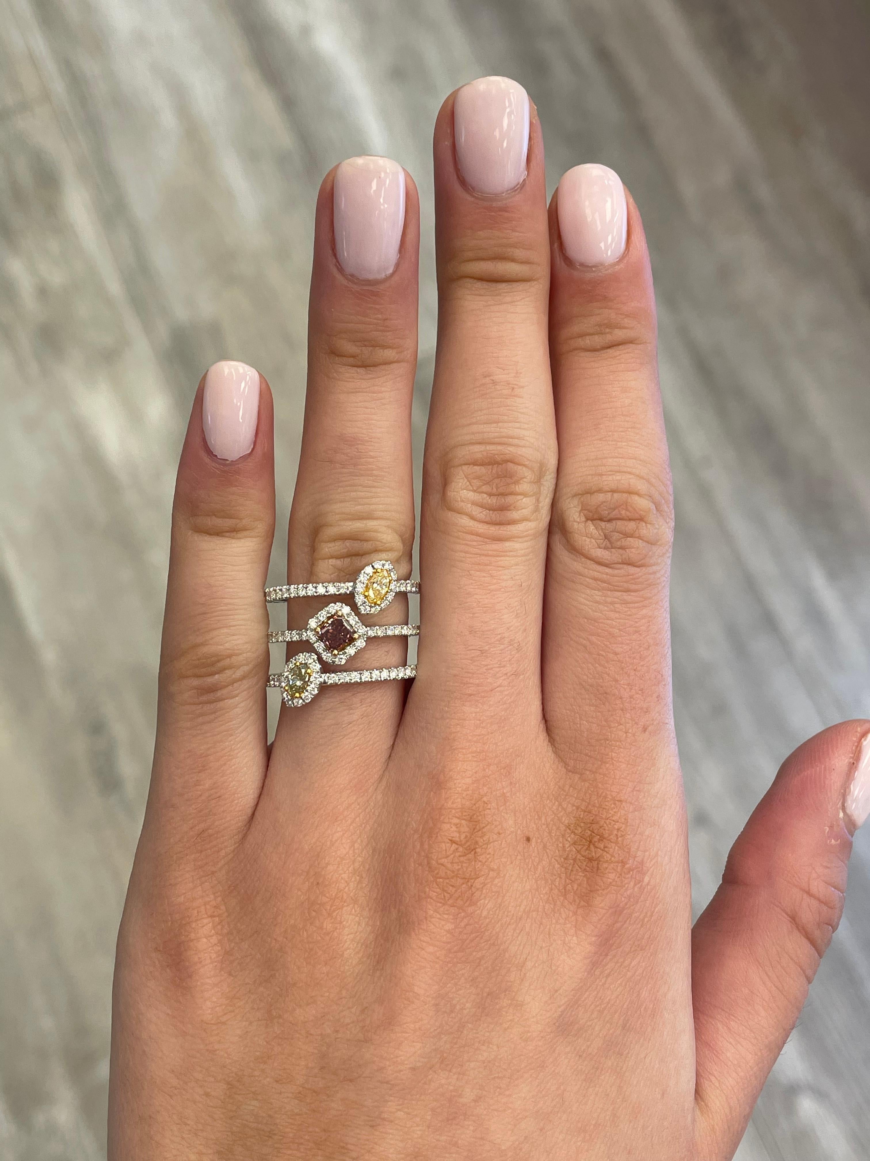 Contemporary Alexander GIA Certified 1.30ctt Fancy Deep Orangey Pink Diamond Ring 18k For Sale