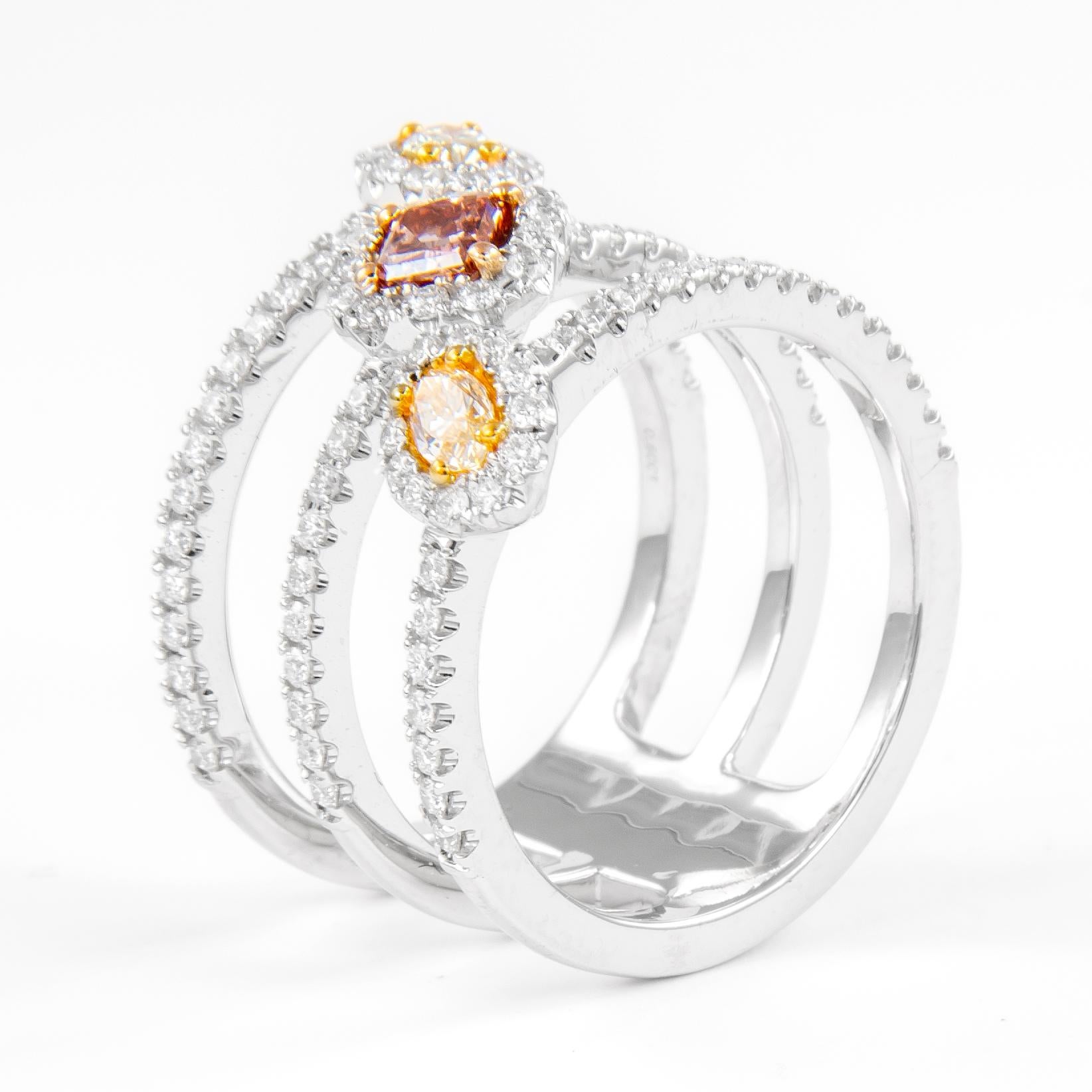 Alexander GIA Certified 1.30ctt Fancy Deep Orangey Pink Diamond Ring 18k For Sale 1