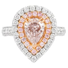 Alexander GIA Certified 1.50ct Pink Diamond con anello aureola in oro 18k bicolore