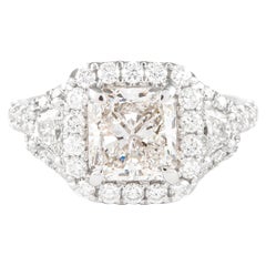 Alexander GIA Certificado 2.00ct Diamante talla radiante Anillo de tres piedras 18k