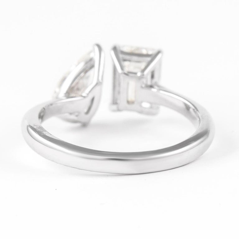 Alexander GIA Certified 2.33 Carat Toi Et Moi Diamonds Ring 18k White Gold For Sale 1