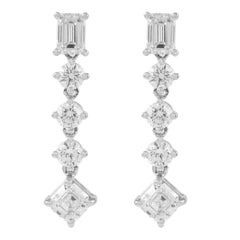 Alexander - Boucles d'oreilles pendantes en diamant certifié GIA de 2,84ctt en or blanc 18k