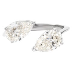 Alexander GIA Certified 2ct Toi Et Moi Pear Shape Diamonds Bypass Ring 18k Gold