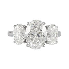 Alexander GIA Certified 3.08 Carat with 2.01 Carat Oval Cut Diamonds Ring 18k