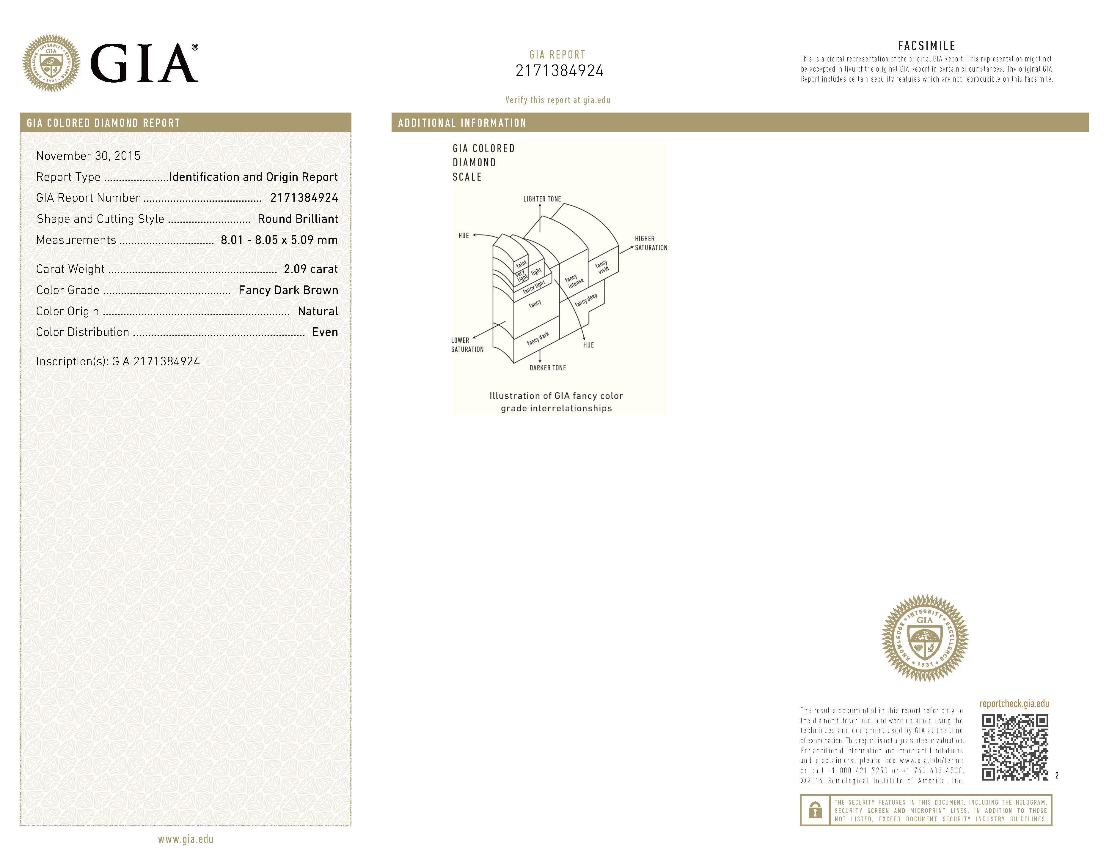 Contemporain Alexander - Bague avec diamant certifié GIA de 3,34ctt de couleur brun foncé fantaisie - 18k bicolore en vente