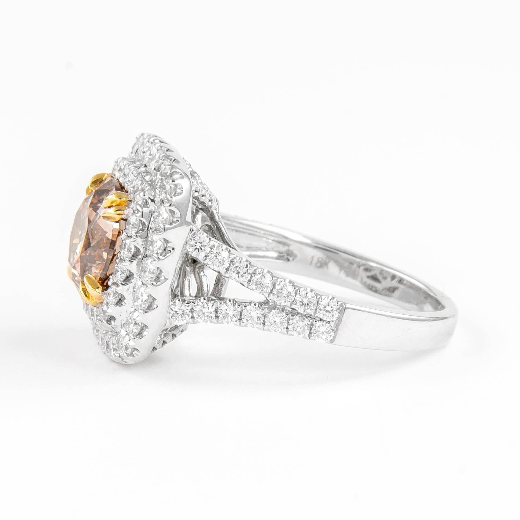 Alexander - Bague avec diamant certifié GIA de 3,34ctt de couleur brun foncé fantaisie - 18k bicolore Neuf - En vente à BEVERLY HILLS, CA