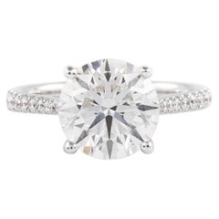 Alexander, bague de fiançailles en or blanc 18 carats avec diamant rond certifié GIA de 3,51 carats