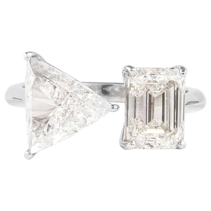 Alexander GIA-zertifizierter 3,70 Karat Toi Et Moi Diamant-Ring aus 18 Karat Weißgold
