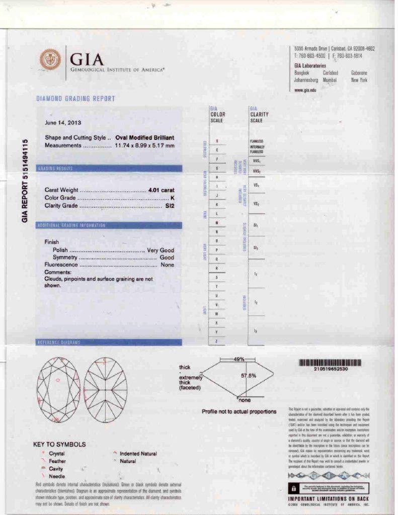 Alexander GIA zertifizierter 4,01 Karat K SI2 Diamant im Ovalschliff im Zustand „Neu“ im Angebot in BEVERLY HILLS, CA