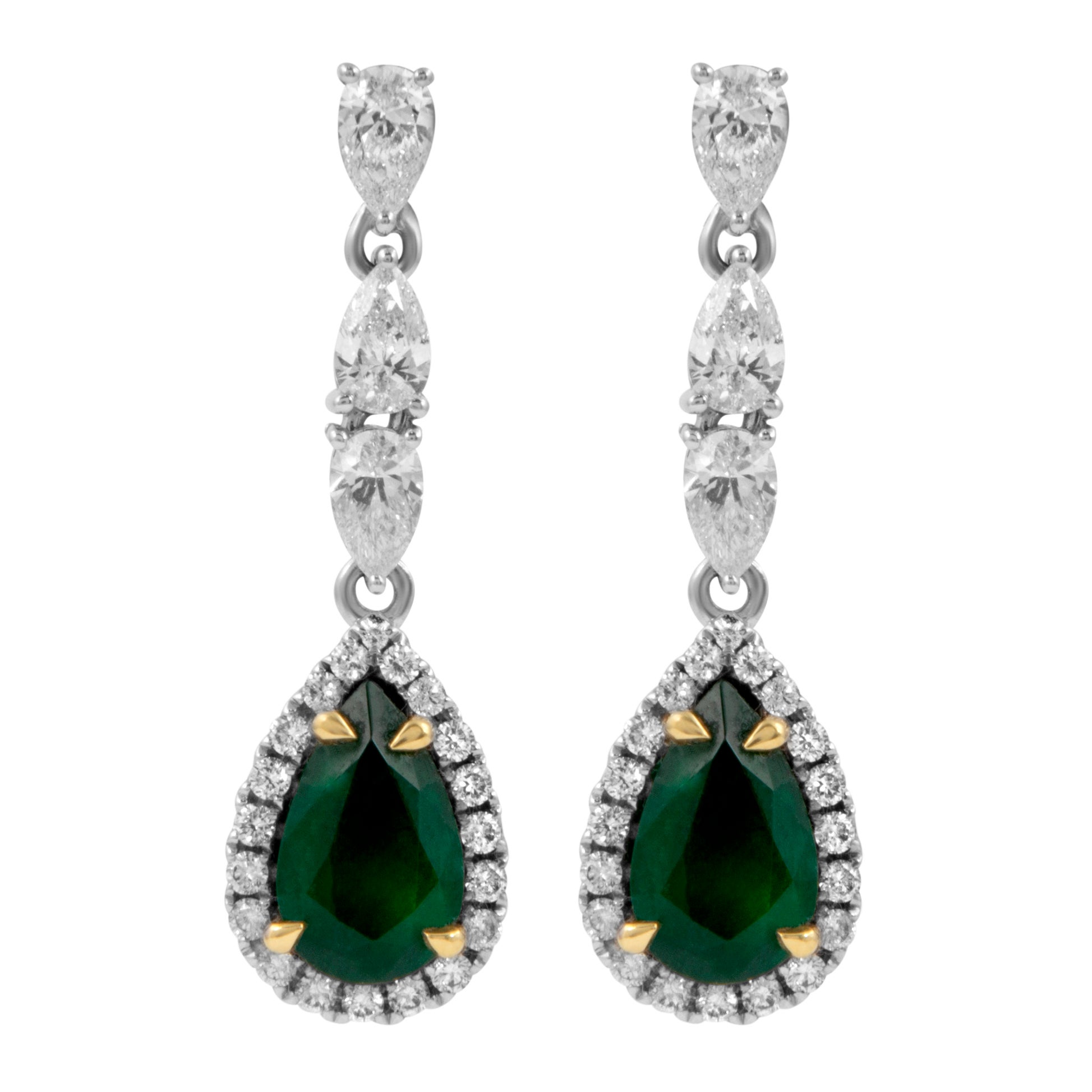 Alexander Beverly Hills GIA 4.29ct Emerald & Diamond Earrings 18k White Gold For Sale