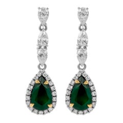 Alexander Beverly Hills GIA 4.29ct Emerald & Diamond Earrings 18k White Gold