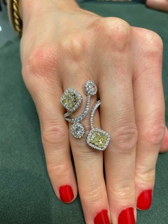 Alexander GIA Certified 4.63 Carat Yellow YZ Diamond Ring Cocktail Ring 18k Gold