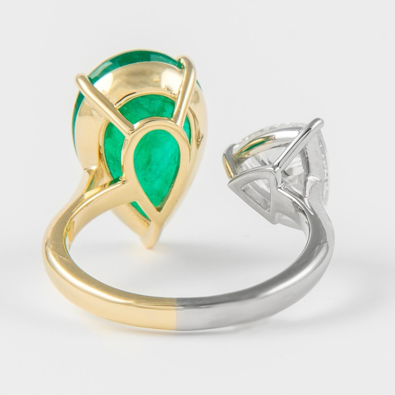 Alexander GIA Certified 5.91 Carat Toi Et Moi Emerald & Diamonds Ring 18k Gold 1