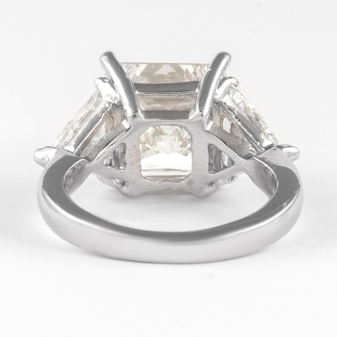 Women's Alexander GIA Certified 6.05ct Princess Cut Diamond Three-Stone Ring Platinum For Sale