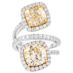 GIA-zertifizierter Bypass-Ring mit 6,12 Karat gelben Toi et Moi-Diamanten