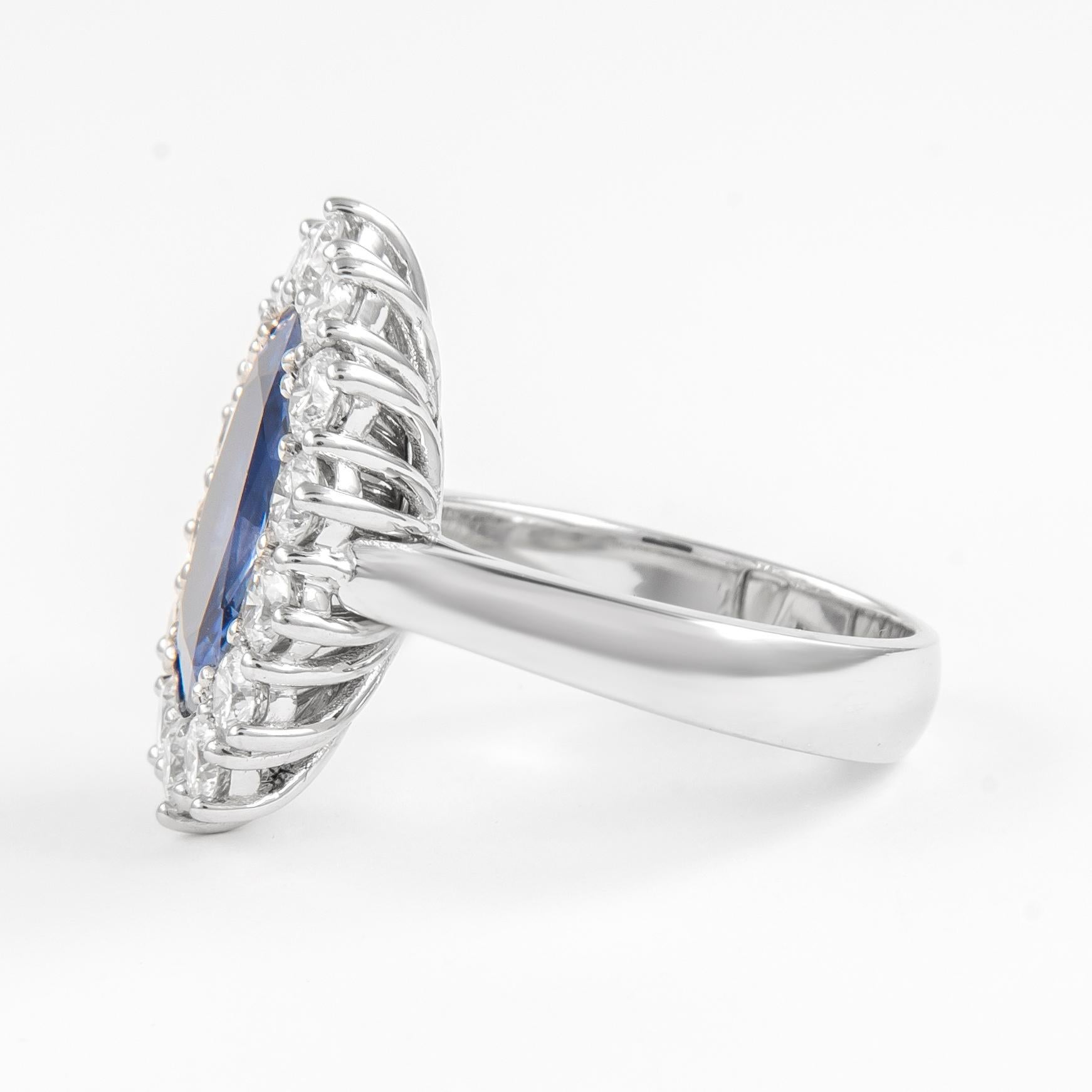 Alexander GIA Certified 6.27ct No Heat Ceylon Sapphire with Diamonds Ring 18k In New Condition For Sale In BEVERLY HILLS, CA