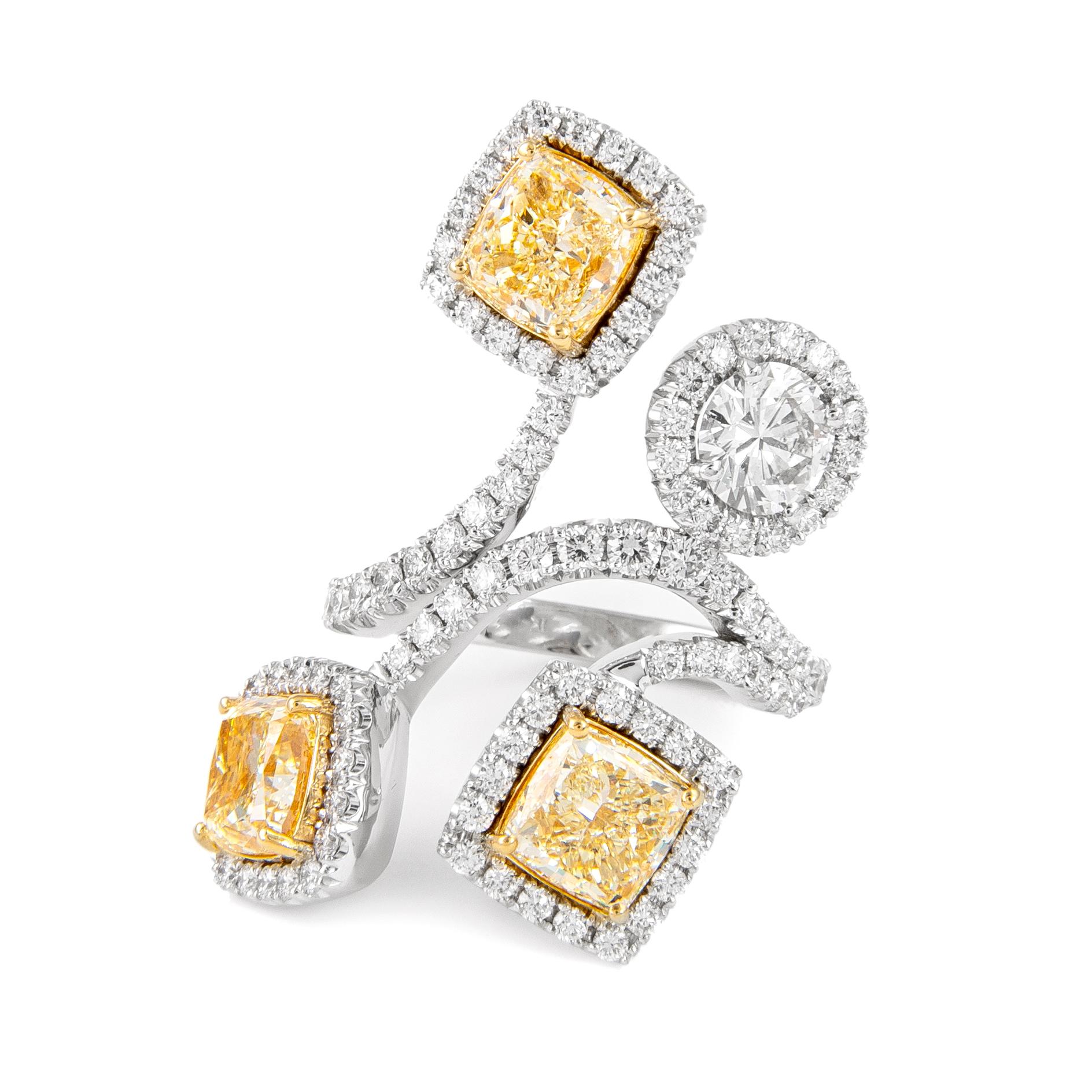 Alexander GIA zertifiziert 7,03 Karat Gelb YZ Diamant-Ring Cocktail-Ring 18k Gold (Moderne) im Angebot