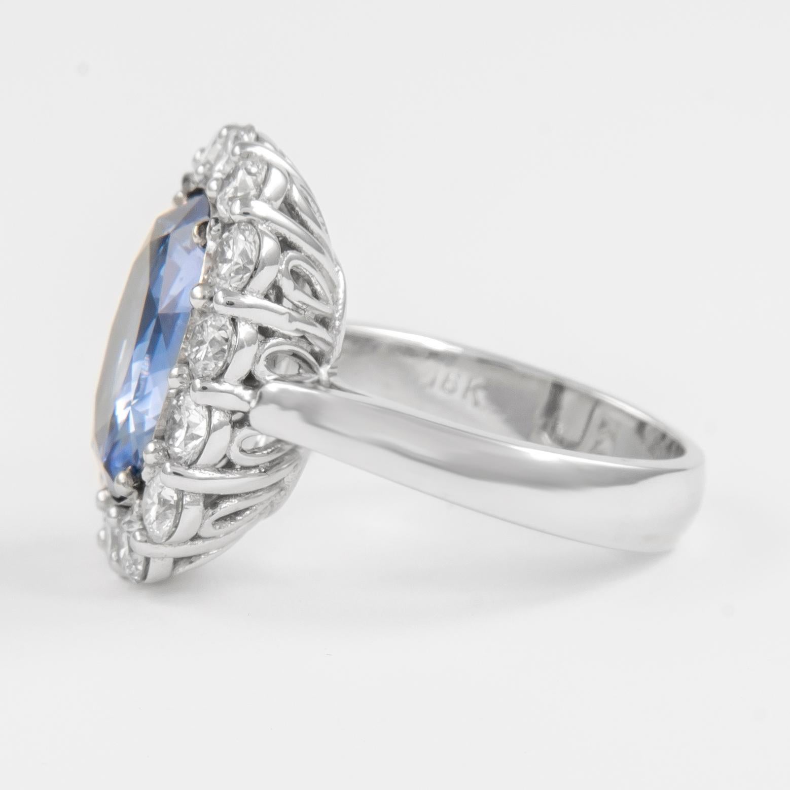 Alexander Beverly Hills GIA 7.60ct No Heat Ceylon Sapphire & Diamonds Ring 18k In New Condition For Sale In BEVERLY HILLS, CA