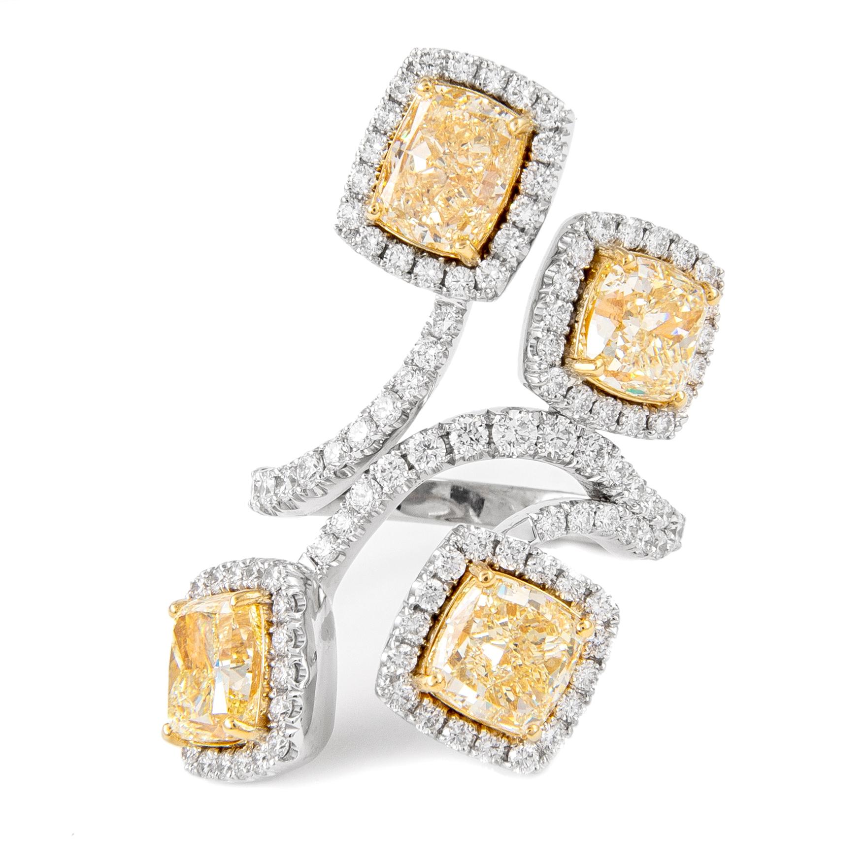 Alexander GIA zertifiziert 8,15 Karat Gelb YZ Diamant-Ring Cocktail-Ring 18k Gold (Moderne) im Angebot