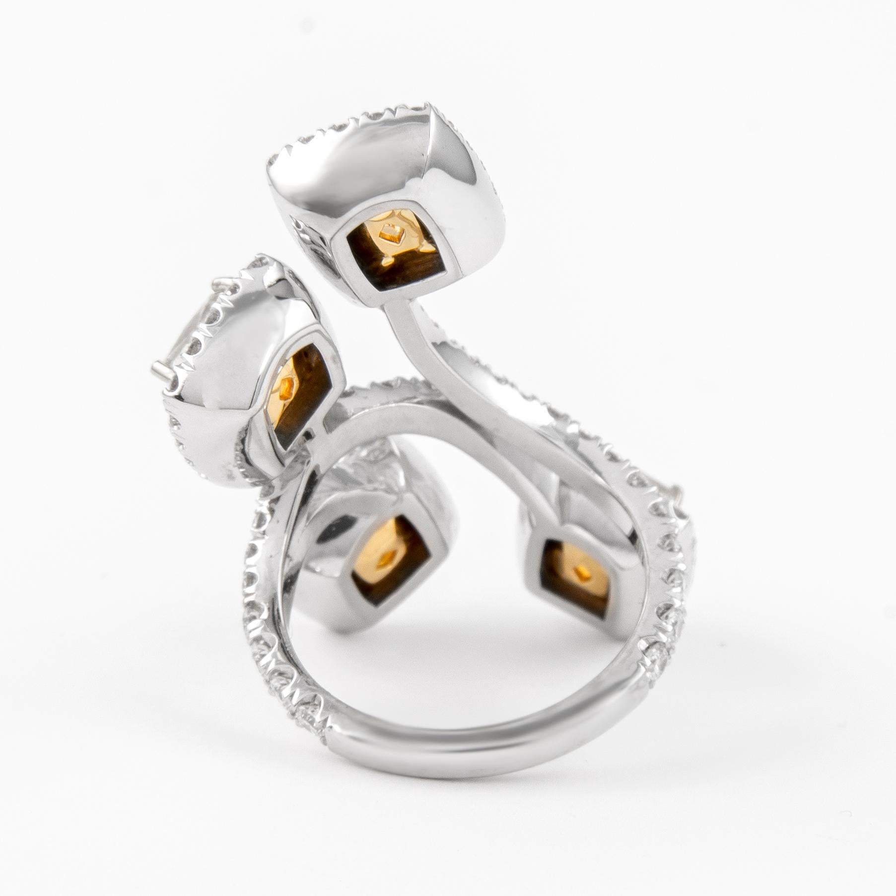 Modern Alexander GIA Certified 8.15 Carat Yellow YZ Diamond Ring Cocktail Ring 18k Gold For Sale