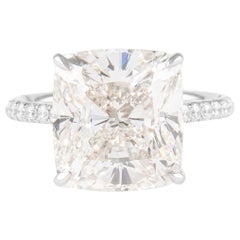 Alexander GIA zertifizierter 9,06 Karat I VS2 Diamantring aus 18k Weißgold mit Kissenschliff