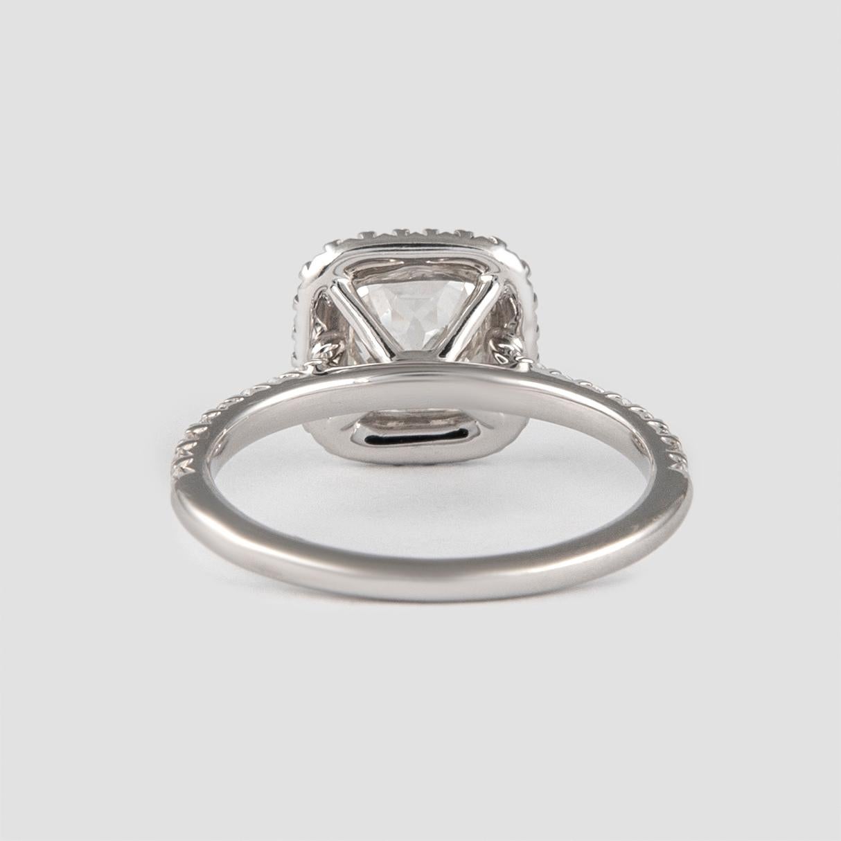 Women's Alexander GIA Certified H VVS2 1.50 Carat Cushion Diamond Engagement Ring 18k For Sale