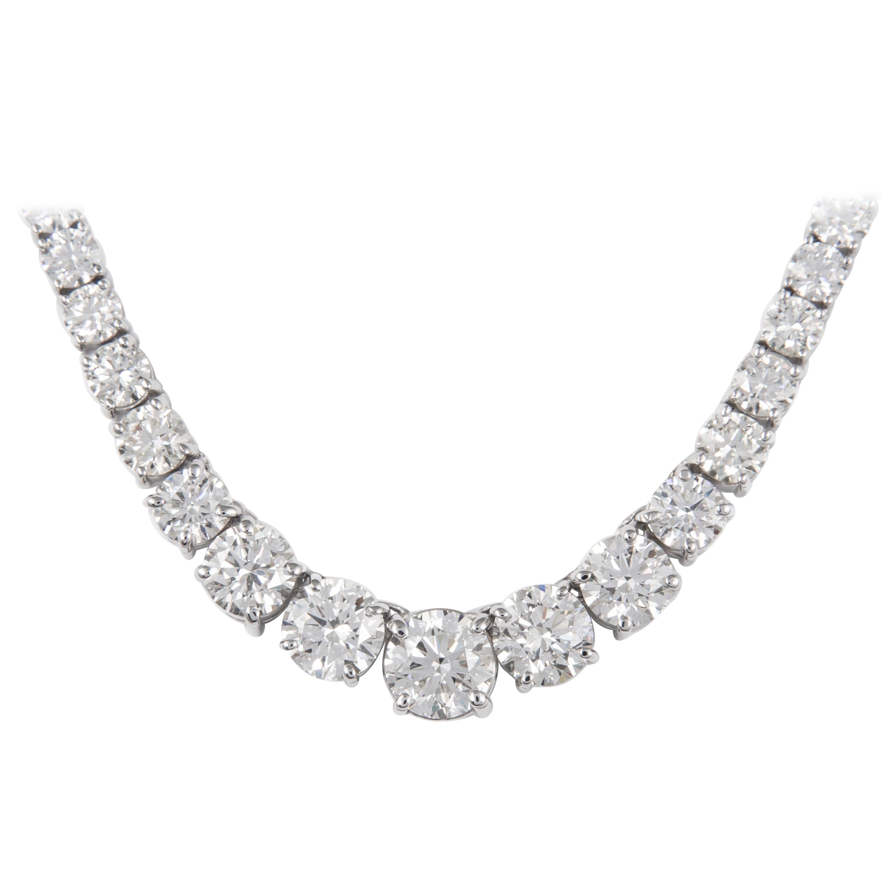 Alexander GIA & EGL Certified 17.84ct Diamond 'Center 2.51ct' Necklace 18K Gold For Sale