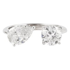 Alexander GIA 
EGL Certified 1.86 Carat Toi Et Moi Diamonds Ring 18k White Gold