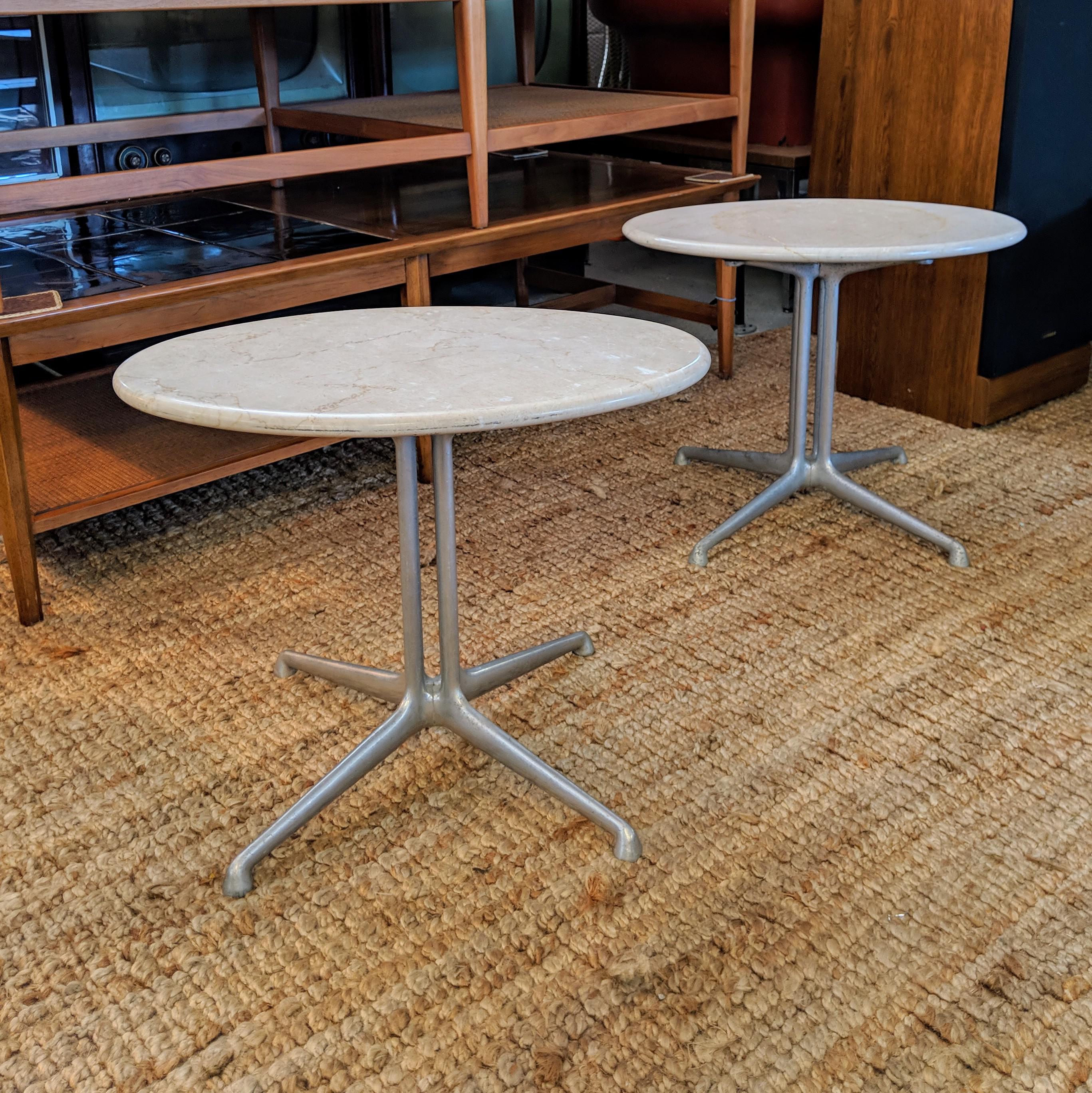 Alexander Girard for Herman Miller Marble Side Tables With La Fonda Bases For Sale 1
