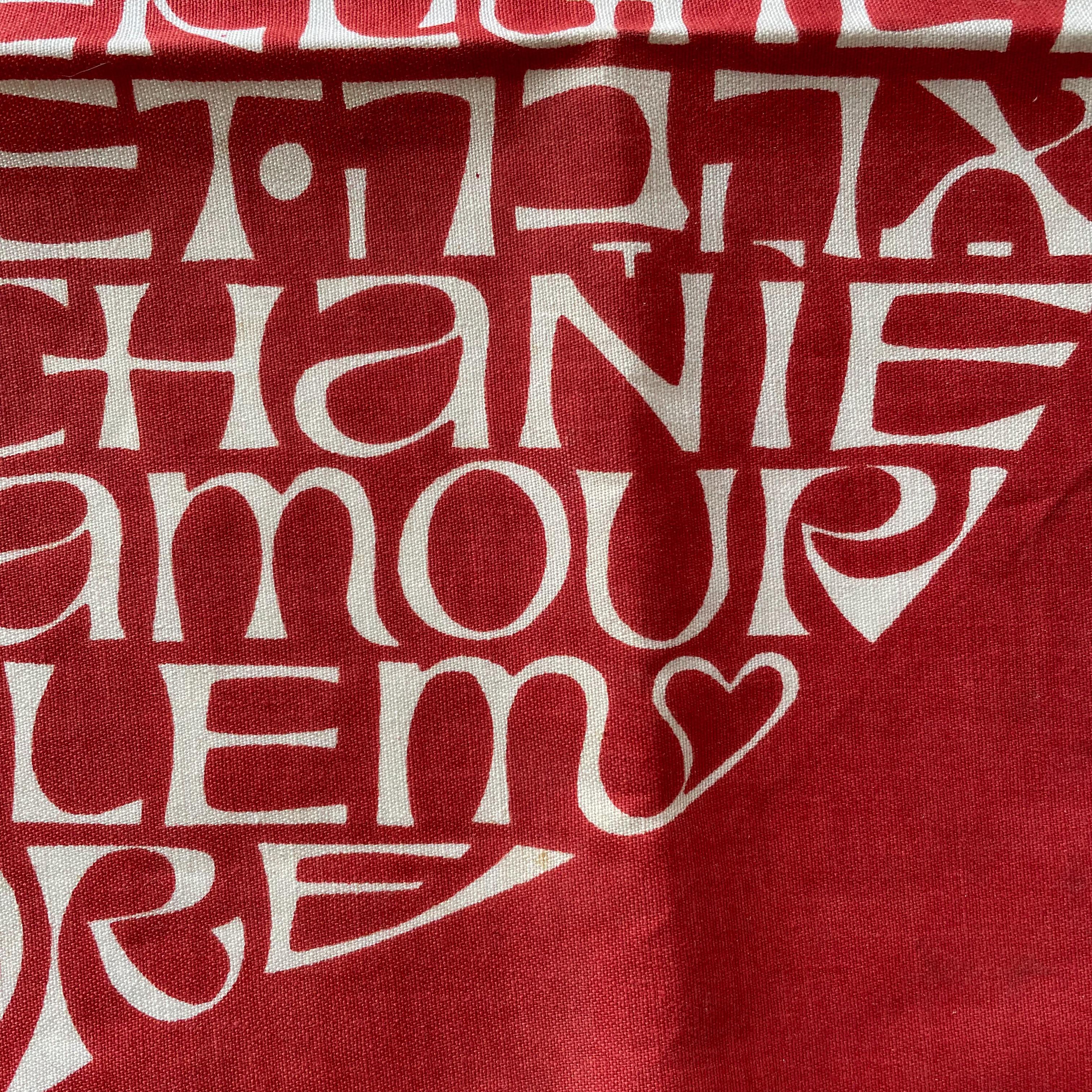Mid-Century Modern Alexander Girard International Love Heart Textile
