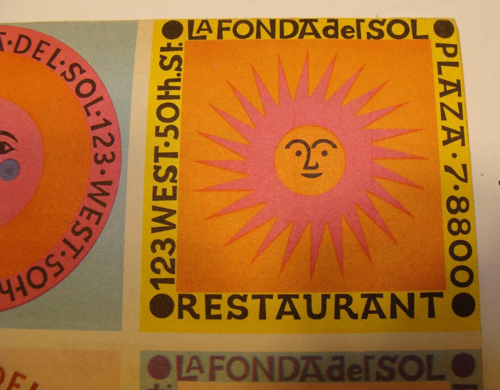 Folk Art Alexander Girard Menu for La Fonda del Sol